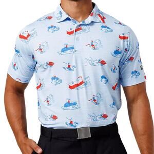 Waggle Lake Life Performance Golf Polo Shirt Short Sleeves Size Large
